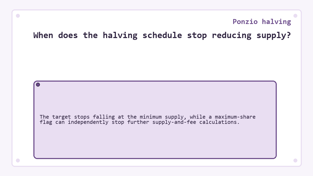 When does the halving schedule stop reducing supply? (Ponzio halving) - illustration